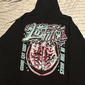 New Lost Hill Black Hoodie with Graphic Print